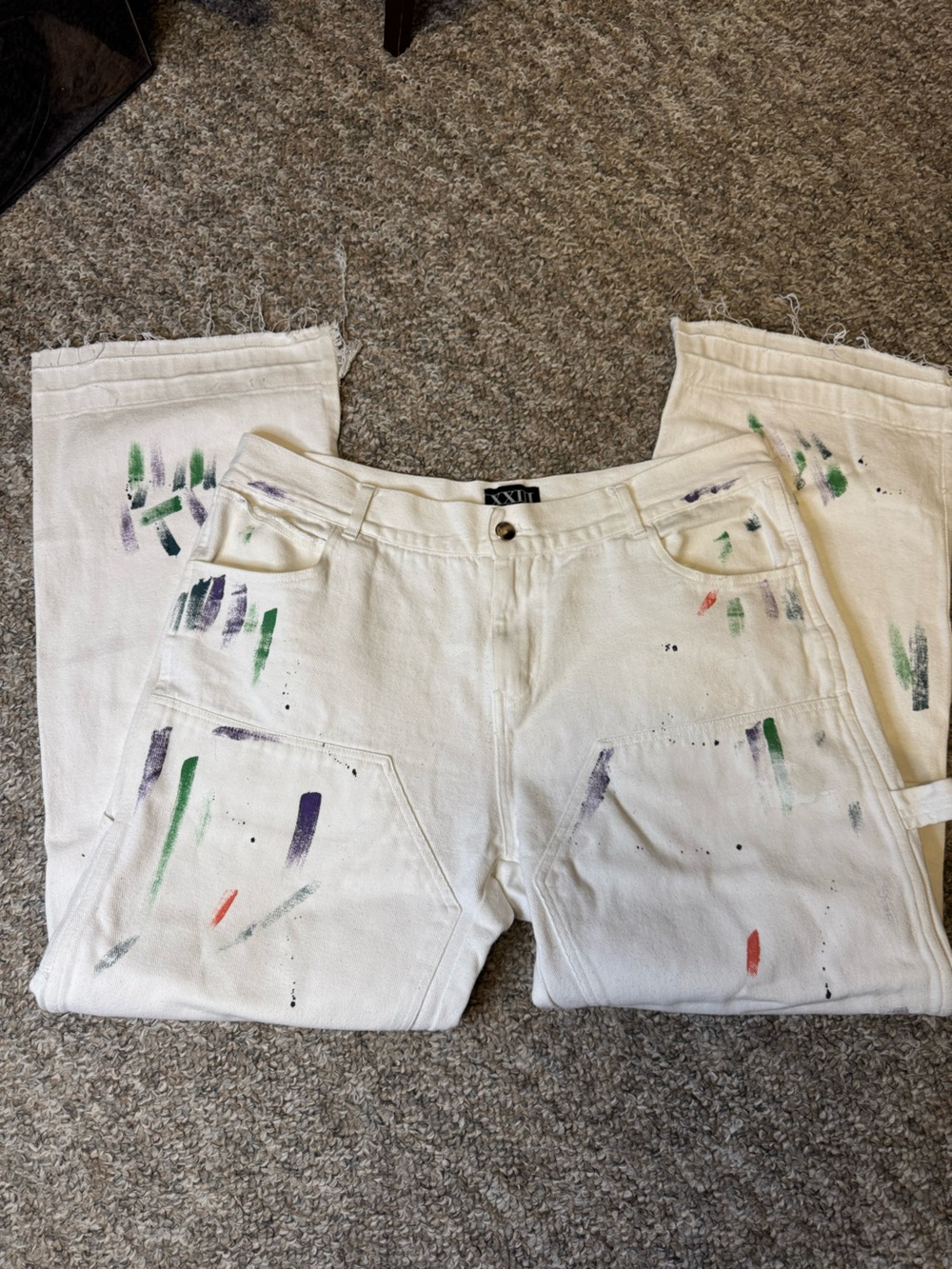 XXIII White Paint-Splatter Wide-Leg Jeans